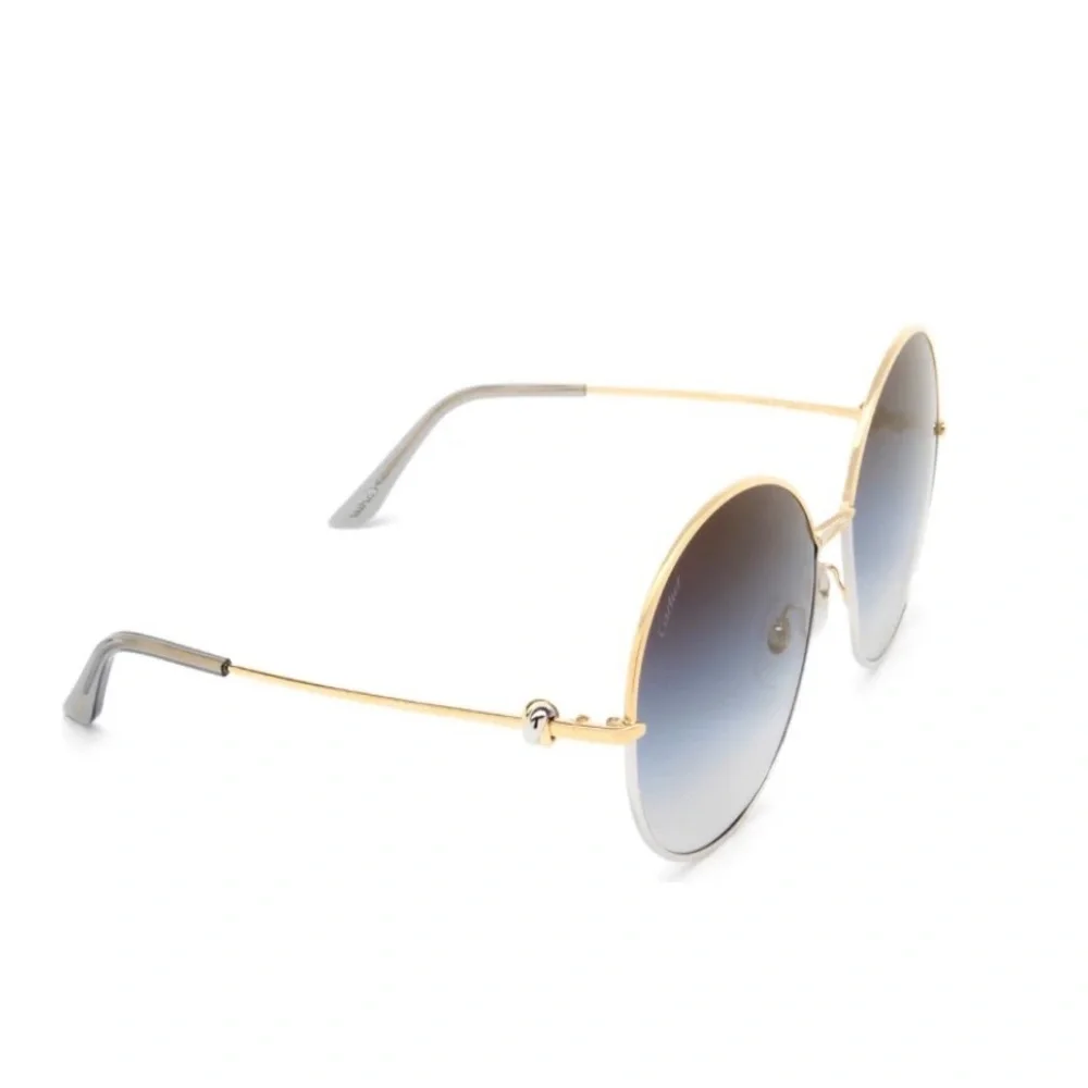 New Cartier CT0360S 001 gold/Silver grey blue sunglasses round classic (no case)